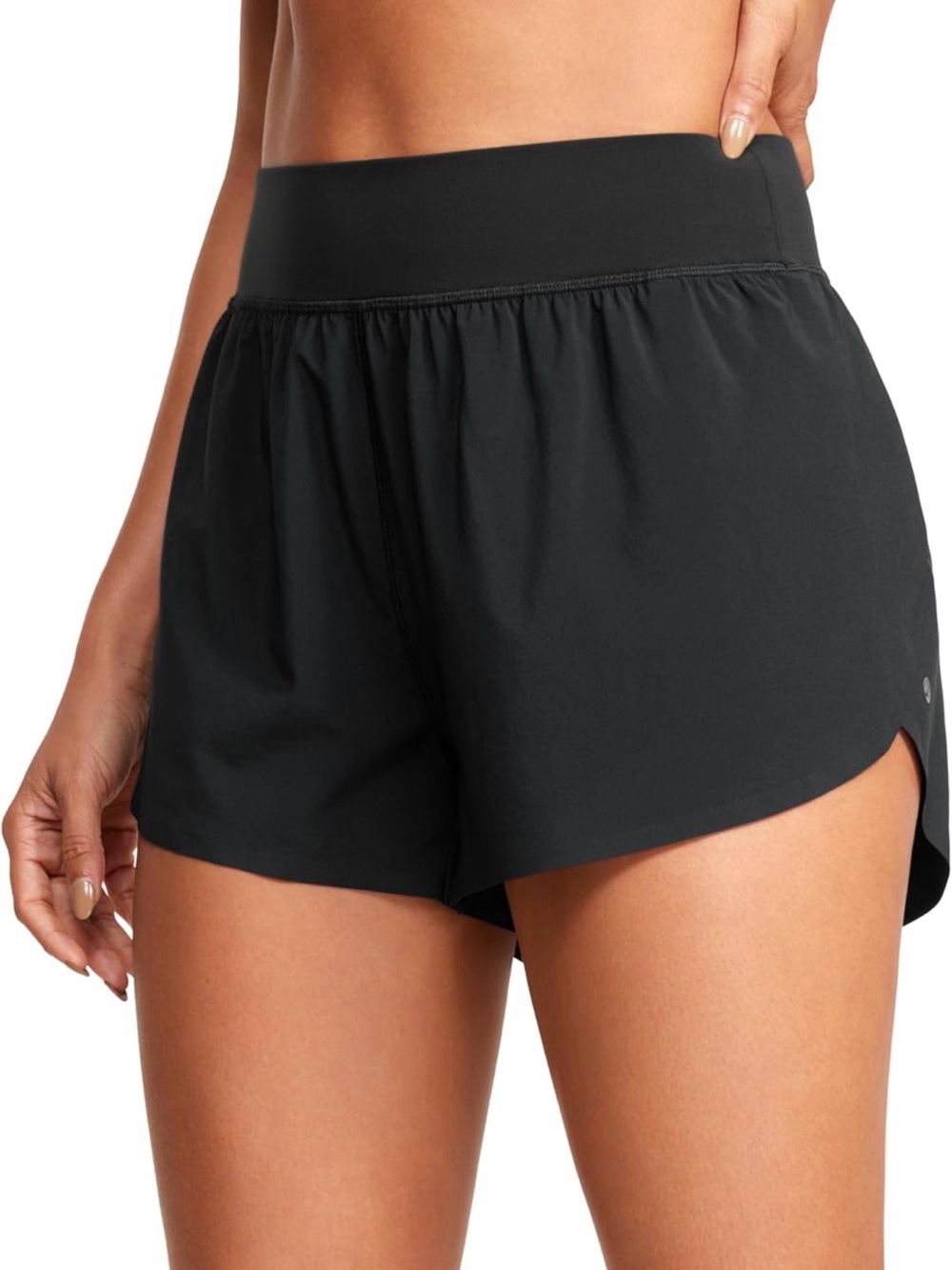 Black CRZ Yoga High Waisted Split Running Shorts 3" Size M